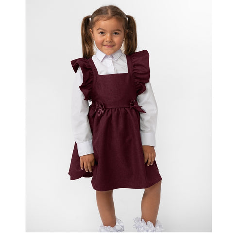 Caramelo Flared Pinafore with Bow Maroon