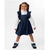 Caramelo Flared Pinafore with Bow Navy