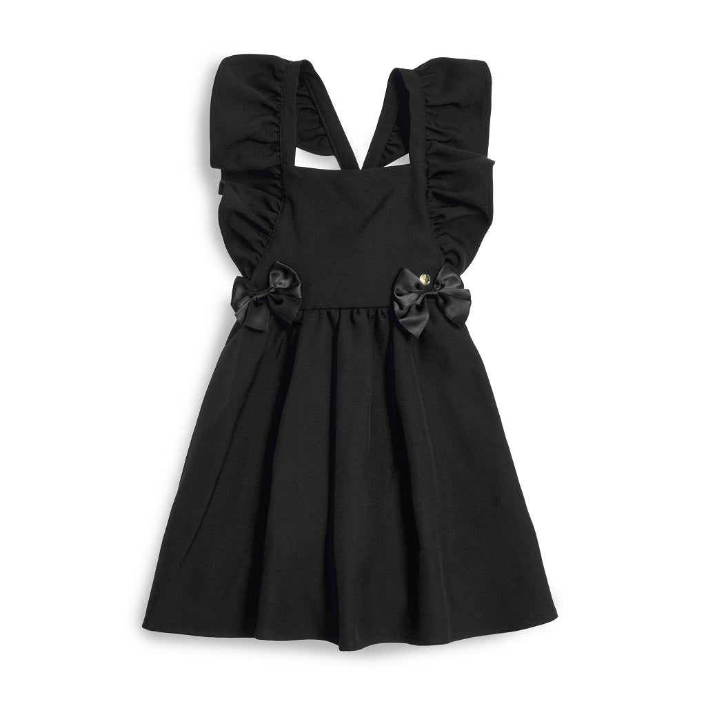 CARAMELO BTS Black Flared Pinafore with Bow
