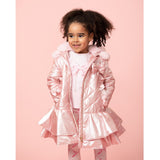 Pink Quilted Coat with Bow from Caramelo Kids.