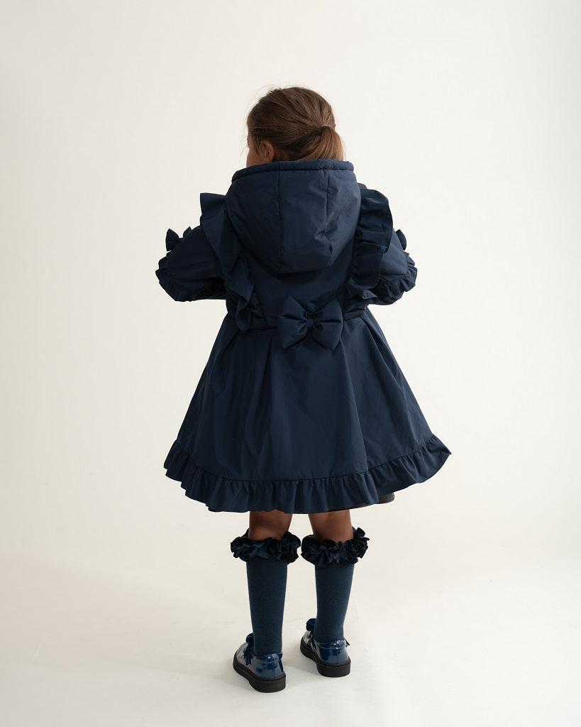 CARAMELO BTS Skirted Coat with Frill Detail Navy