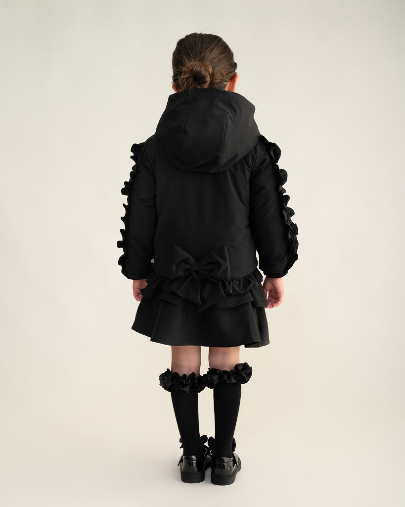 CARAMELO BTS Short Frilled Coat Black