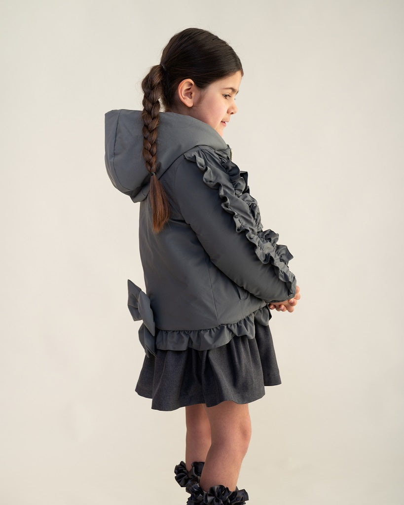 CARAMELO BTS Short Frilled Coat Grey