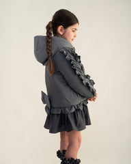CARAMELO BTS Short Frilled Coat Grey
