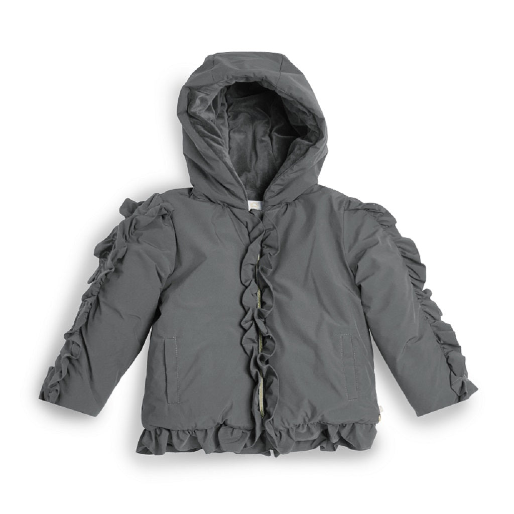 CARAMELO BTS Short Frilled Coat Grey