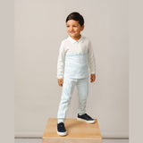 Boys Pique Zip Neck Polo Set Sky Blue