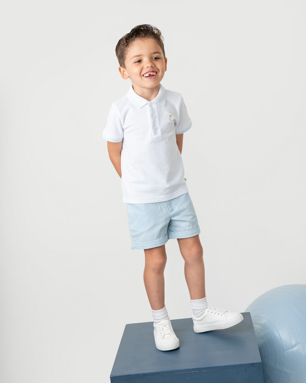 Boys Chino short set in sky blue by Caramelo Kids