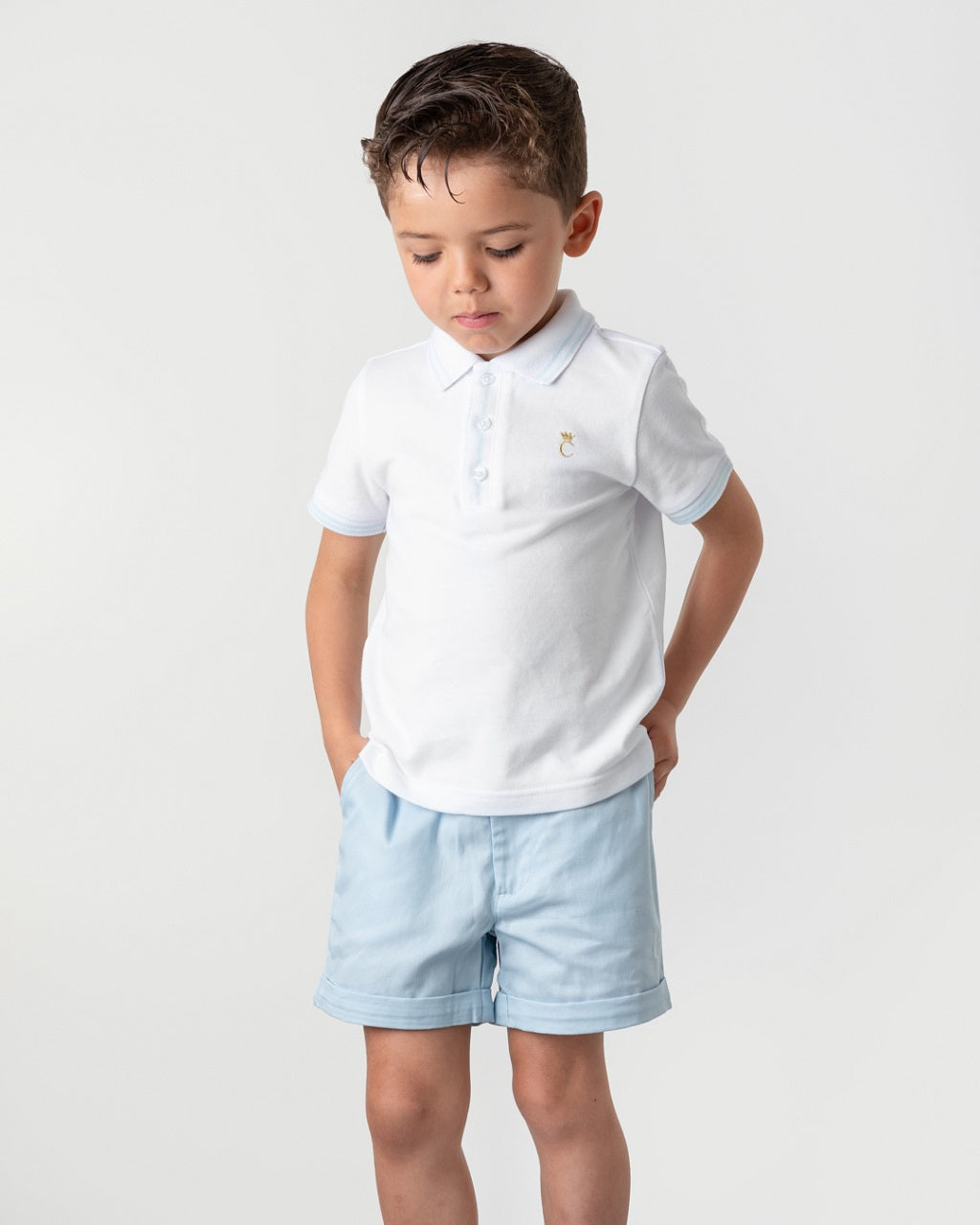 Polo and Chinos Short Set Sky Blue