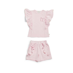 Caramelo Kids Elevated Ruffle Short Set Pink