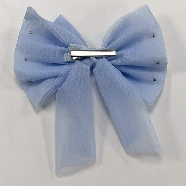 Pearl Hair Bow Sky Blue