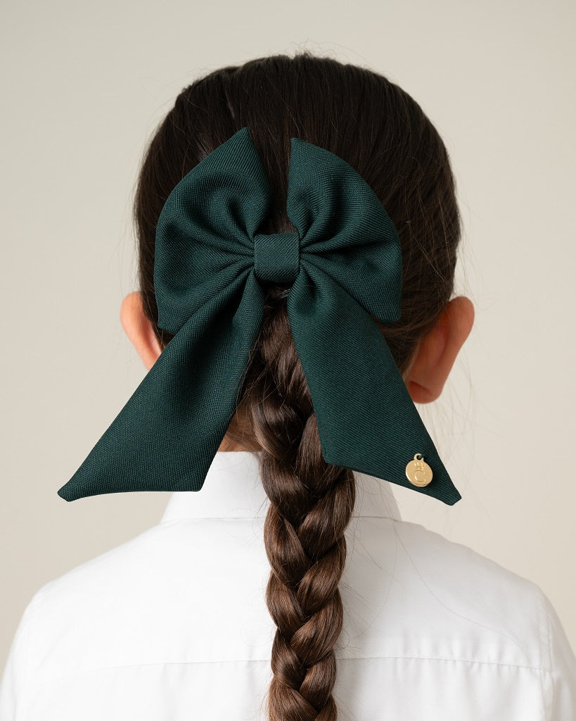 CARAMELO BTS School Hair Bow Clip Bottle Green