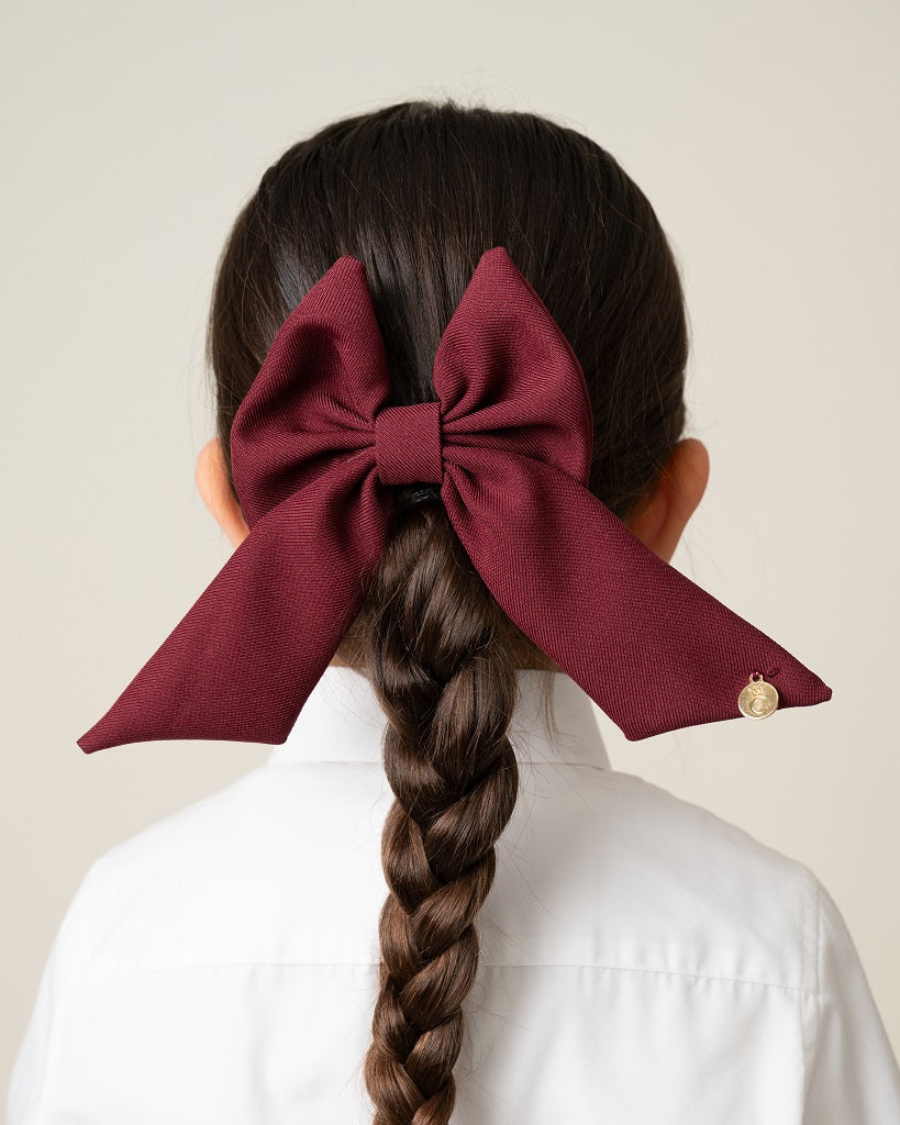 CARAMELO BTS School Hair Bow Clip Maroon