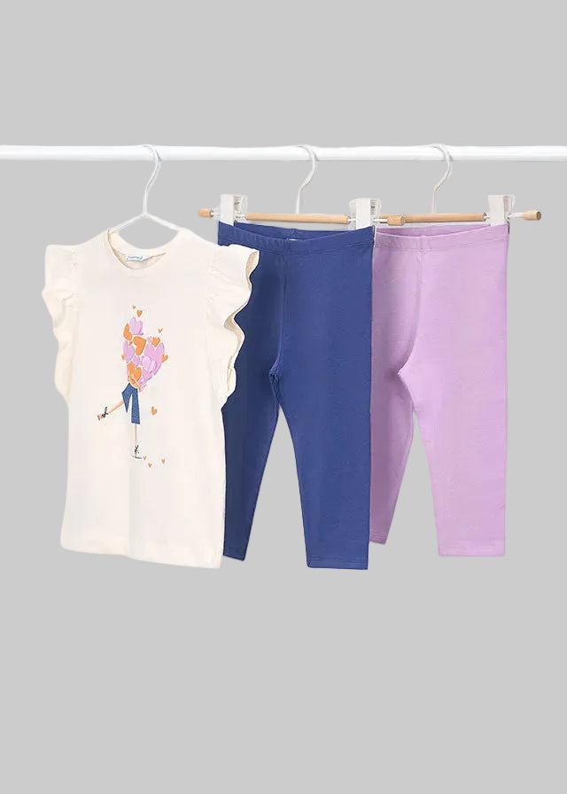 Girls Mayoral 3 Piece Legging Set Lilac