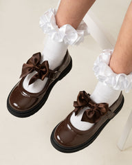 Caramelo BTS Bow School Shoes Brown