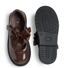 Caramelo BTS Bow School Shoes Brown