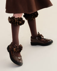 Caramelo BTS Bow School Shoes Brown