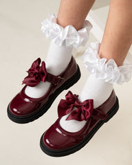 Caramelo BTS Bow School Shoes Maroon