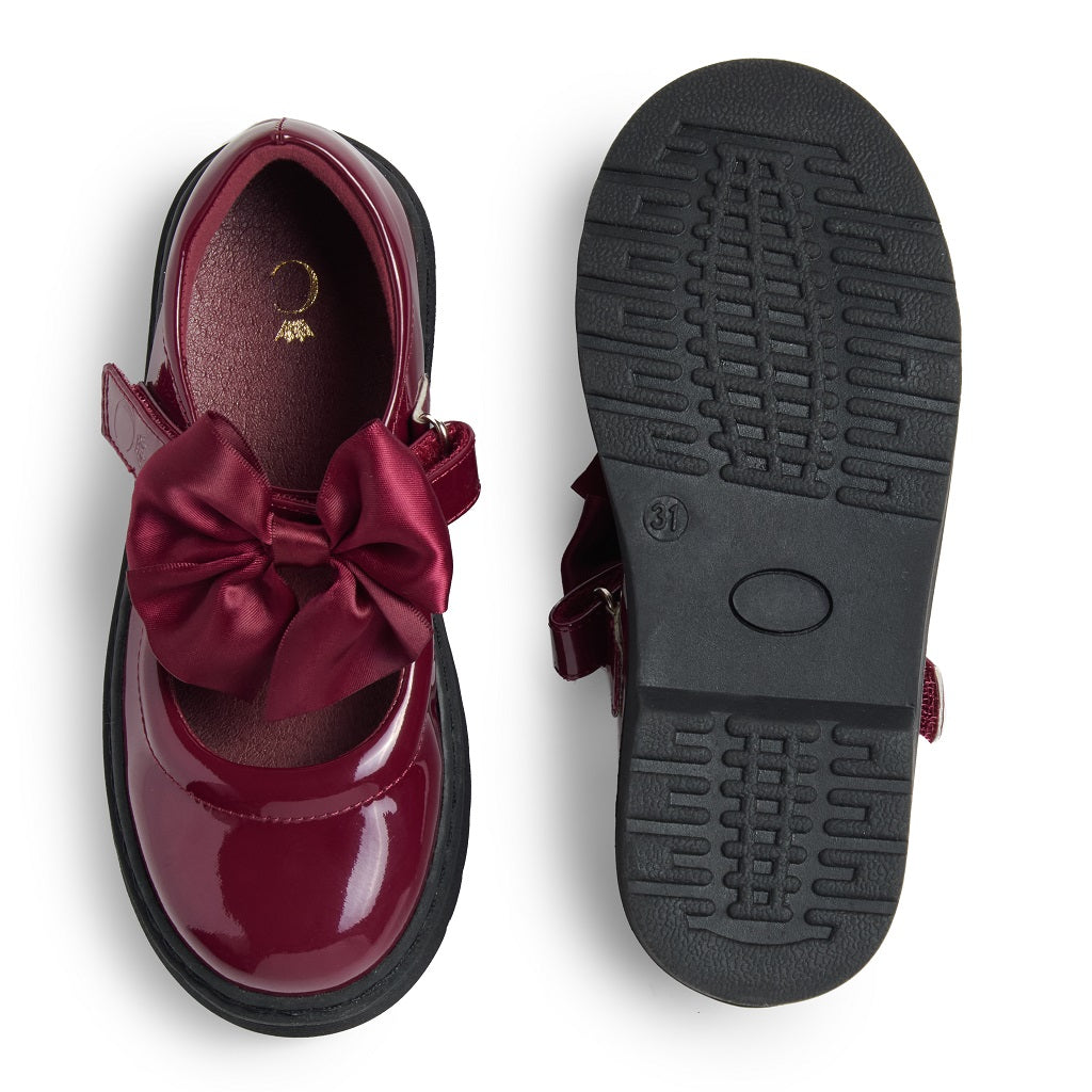 Caramelo BTS Bow School Shoes Maroon