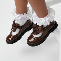 Caramelo Bow School Shoes Brown