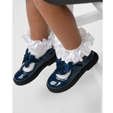 Caramelo Bow School Shoes Navy