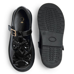 Caramelo BTS Double Bow School Shoes Black