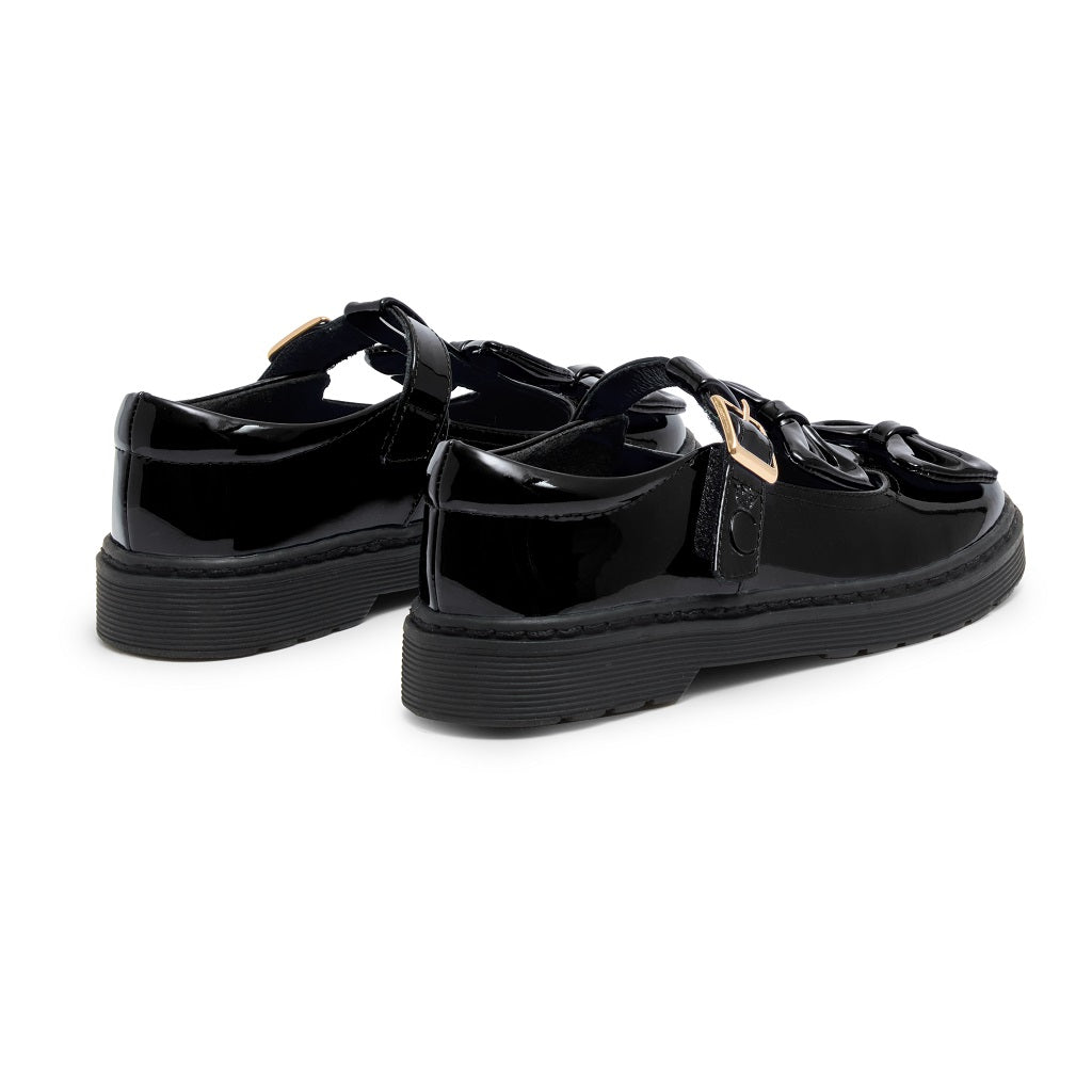 Caramelo BTS Double Bow School Shoes Black