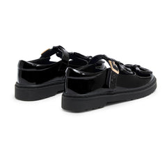 Caramelo BTS Double Bow School Shoes Black