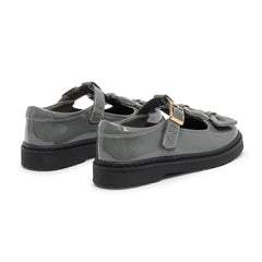 Caramelo BTS Double Bow School Shoes Grey