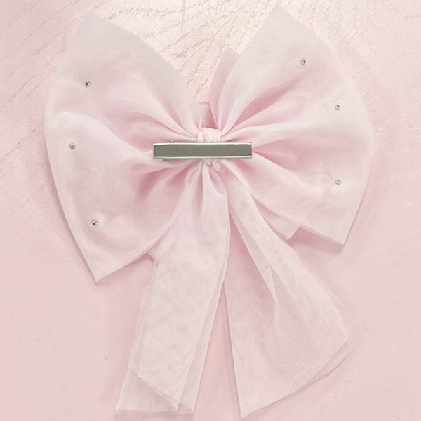 Pearl Hair Bow Pink