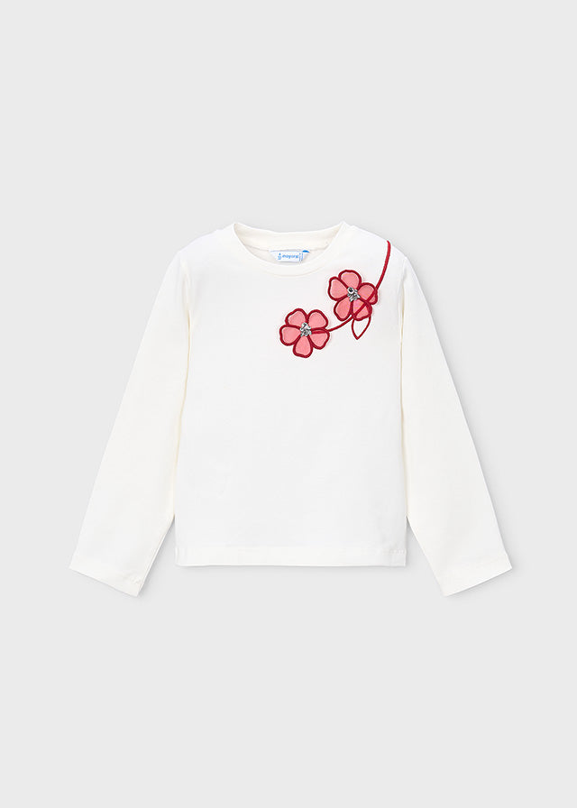Mayoral girls long-sleeve t-shirt with red flower design