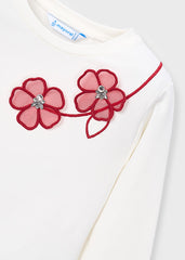 Mayoral girls long-sleeve t-shirt with red flower design
