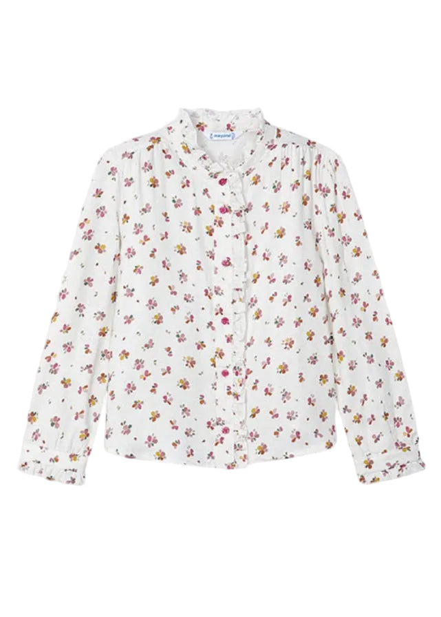Mayoral Girls printed blouse natural