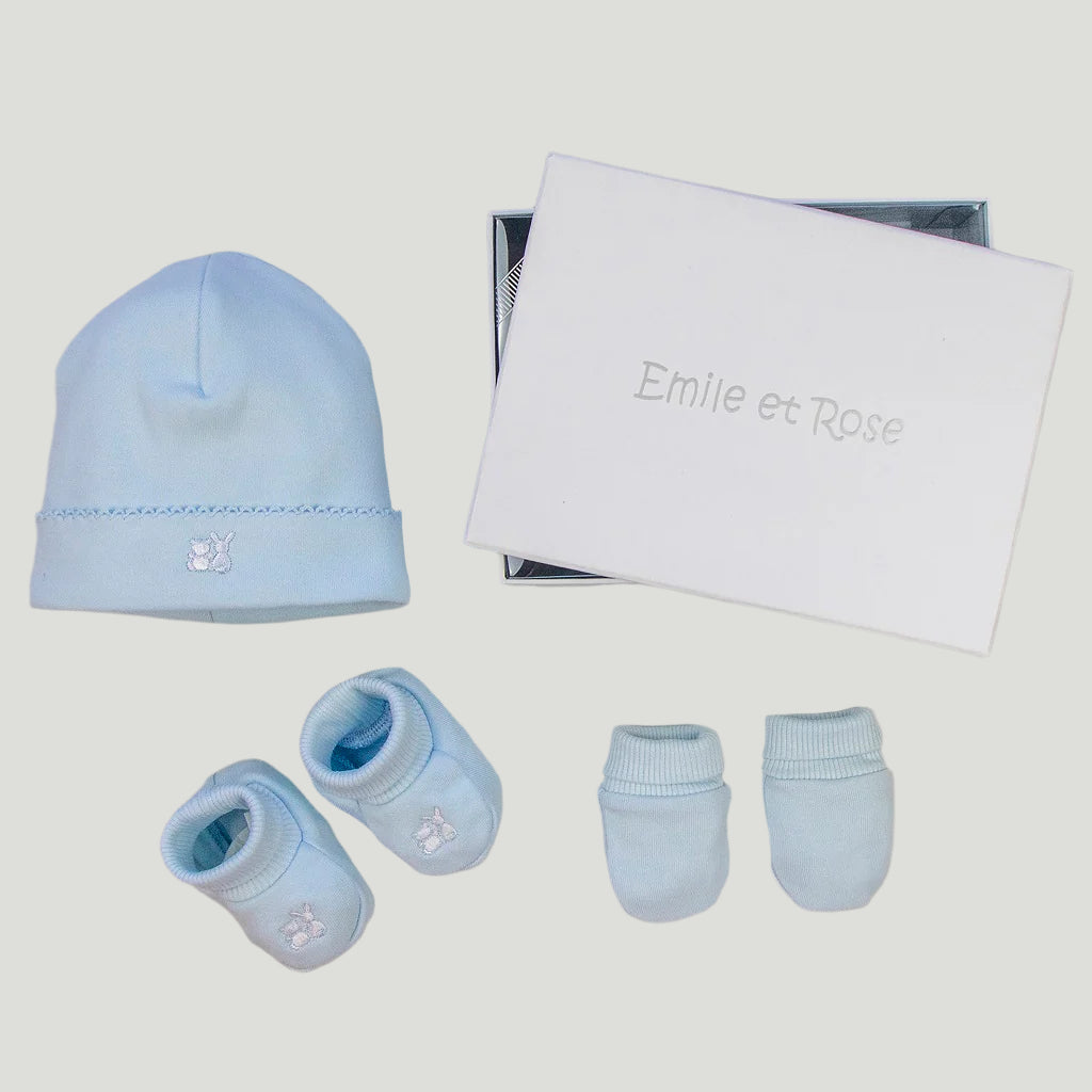 NOX Baby Blue Hat Mitts & Booties Gift Set