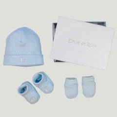 NOX Baby Blue Hat Mitts & Booties Gift Set