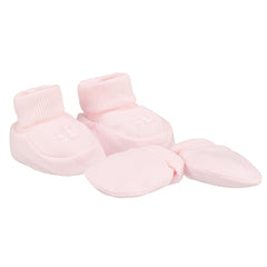 NOX Baby Pink Hat Mitts and Booties Gift Set