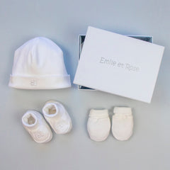 NOX Baby White Hat Mitts & Booties Gift Set