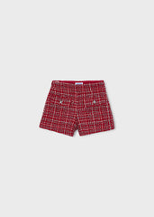 Mayoral Mini Girls Classic tweed bermda shorts in rich red
