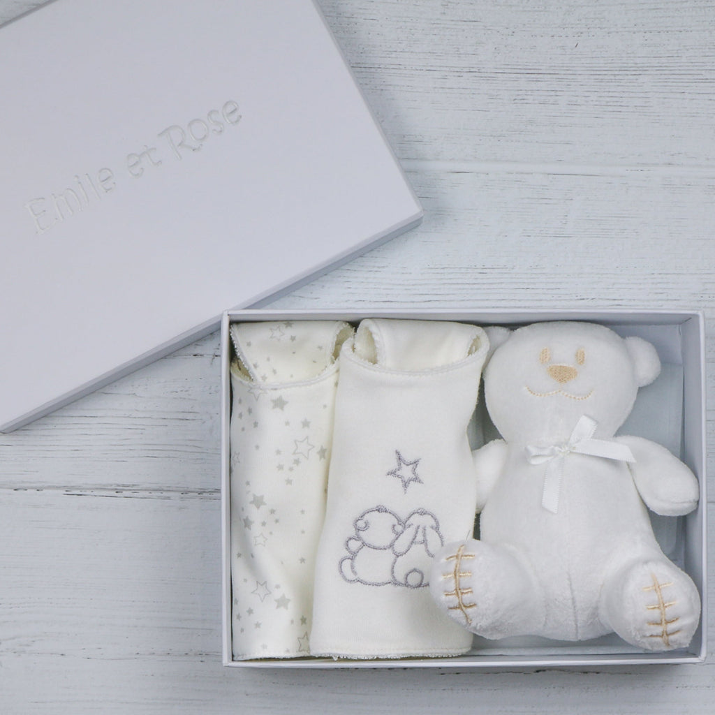 EMILE ET ROSE TEDDIE Baby Star 2 Bibs & Toy Set