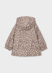 Mayoral Girls Raincoat in chestnut with leopard print.