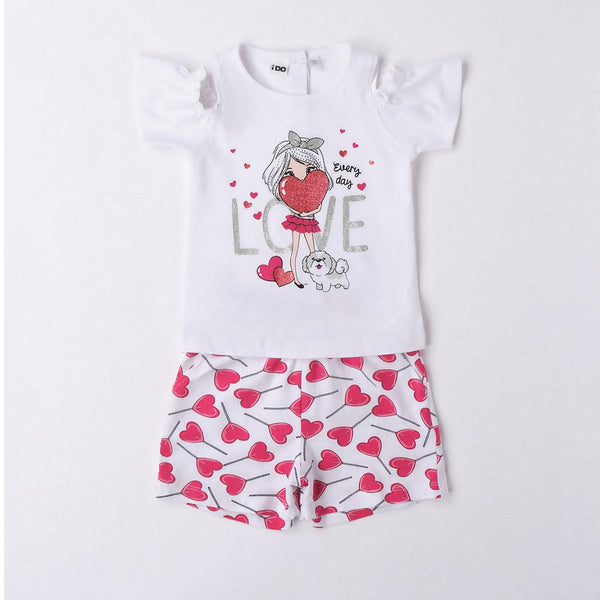 iDO Girls Summer Short Outfit with Hearts