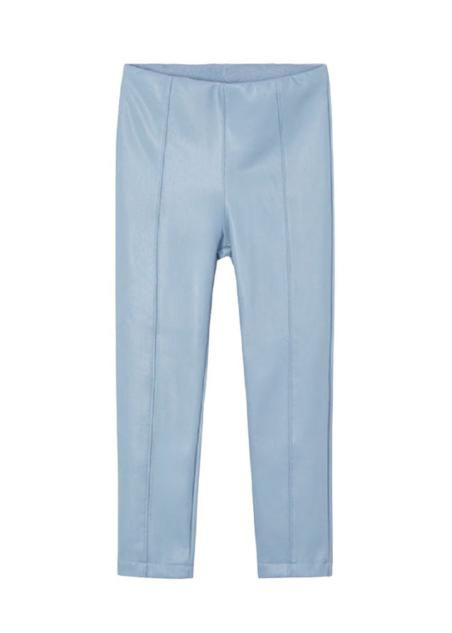 Mayoral Girls synthetic leather leggings sky blue