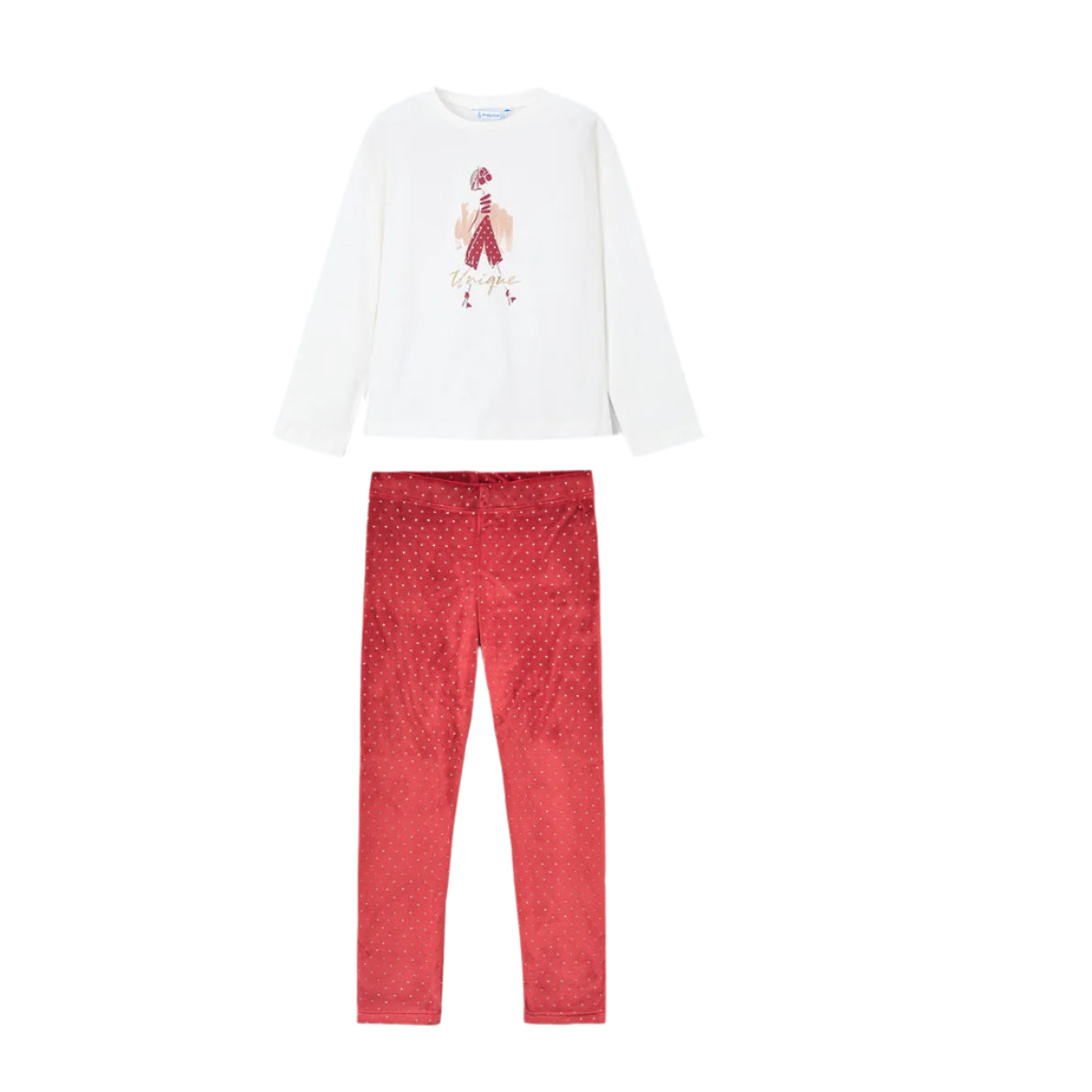Girls Mayoral Long Sleeved Top and Velvet Leggings