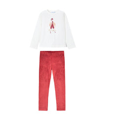 Girls Mayoral Long Sleeved Top and Velvet Leggings