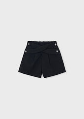 Mayoral girls cotton ruffled neckline blouse matched with pleated skorts in classic black