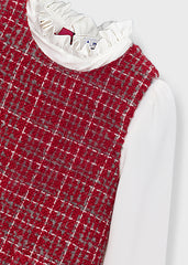 Mayoral Girls Combined Pinafore Dress in red
