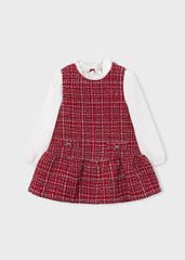 Mayoral Girls Combined Pinafore Dress in red