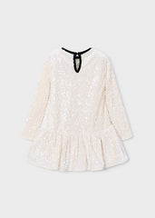 Mayoral sequin dress for girls featuring a charming bow detail.