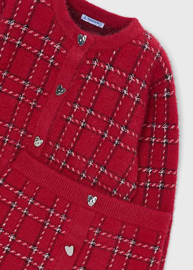Mayoral Girls Red Tricot Skirt Set – a coordinated cardigan and skirt duo