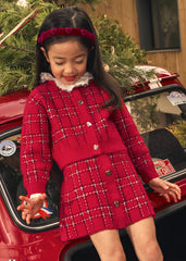 Mayoral Girls Red Tricot Skirt Set – a coordinated cardigan and skirt duo