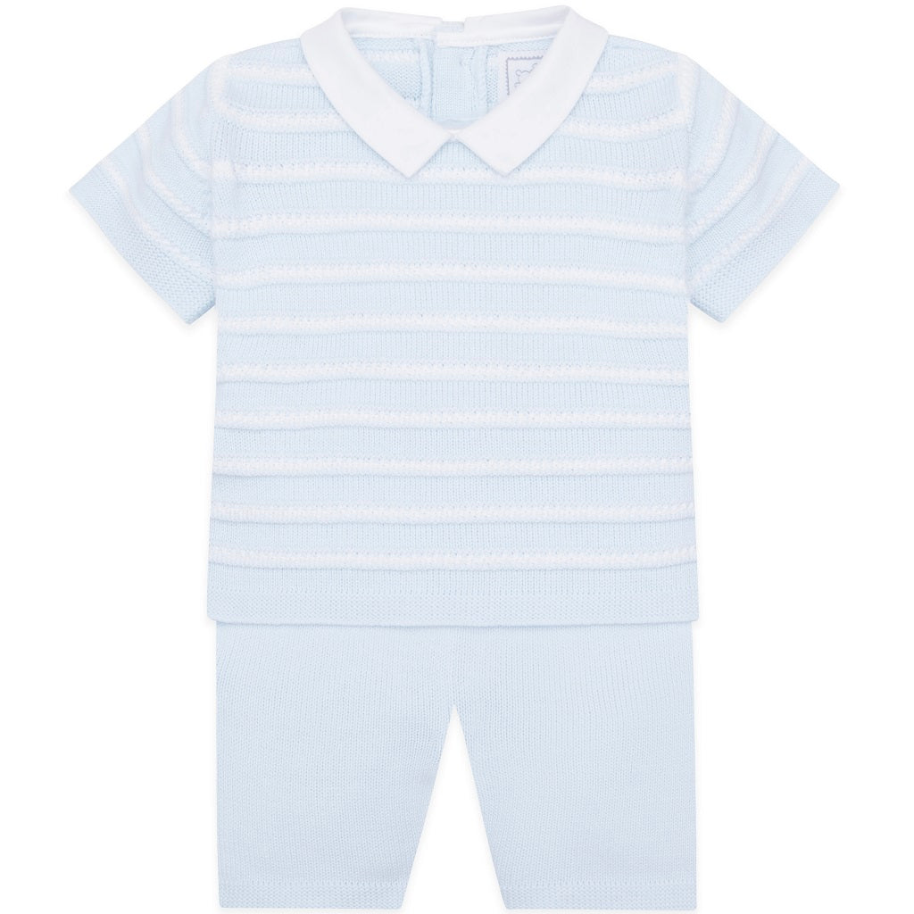 Emile et Rose Baby Blue 2 Piece Knit Short Set